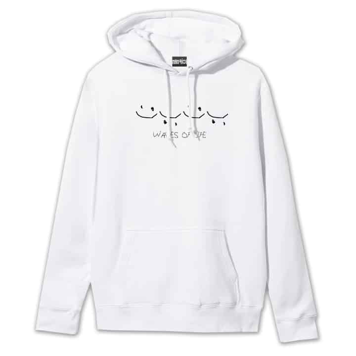 Waves of Life Hoodie Front White MAMPICI