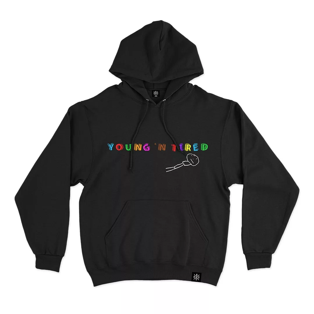 Young n tired Hoodie Black Front MAMPICI