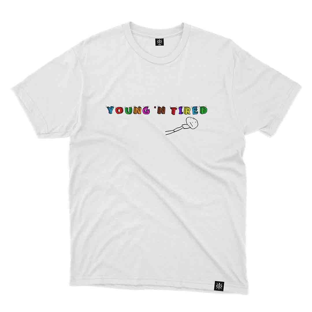 Young n tired Tee White Front MAMPICI